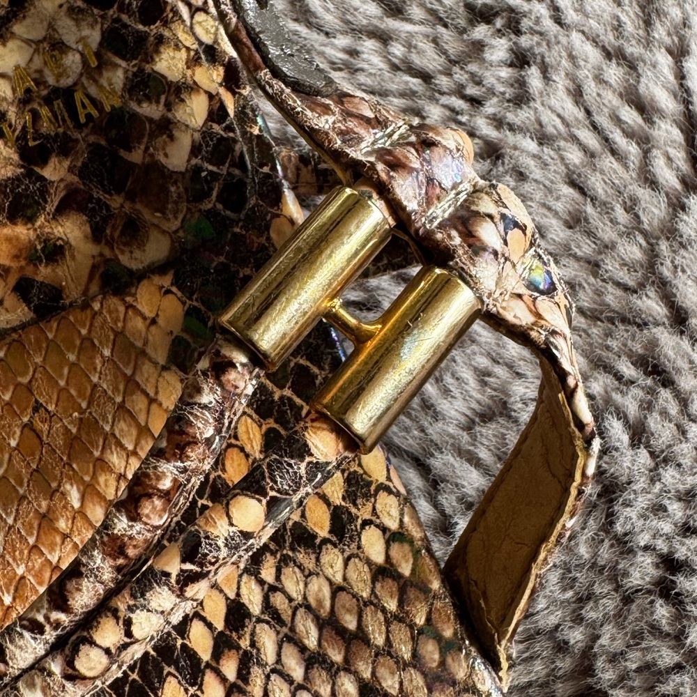 Stuart Weitzman Rolldown Metallic Snake-Embossed … - image 5